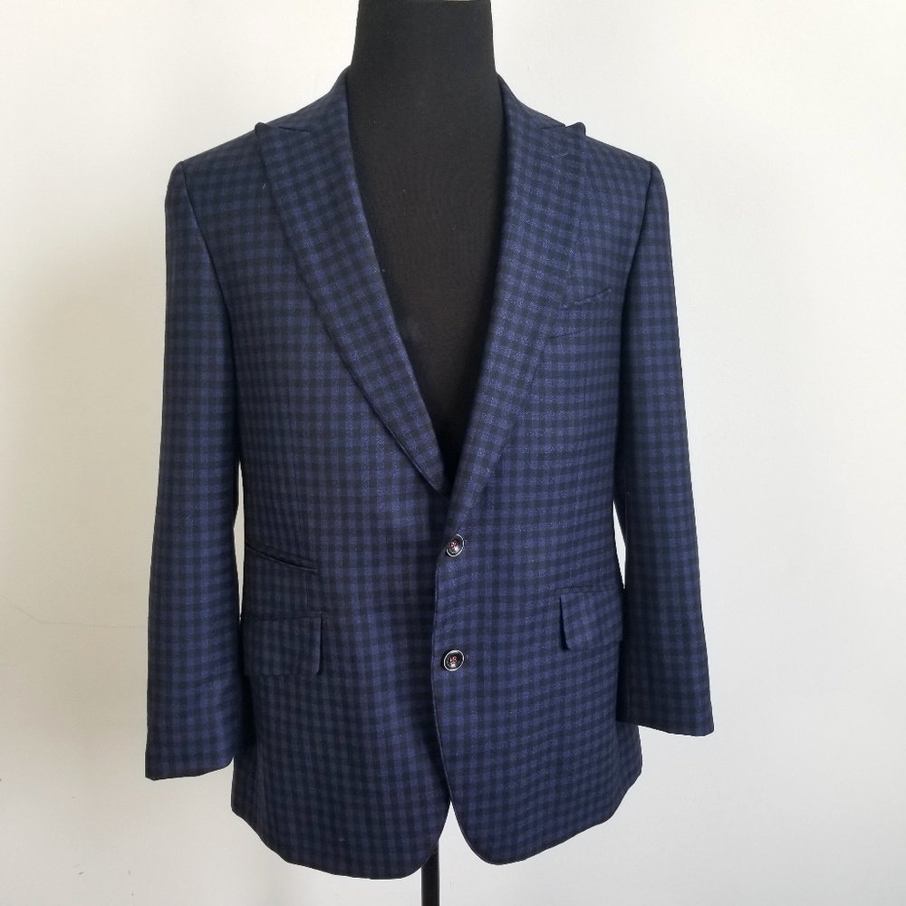 Robert Graham Navy Checkered Wool/Cashmere Blazer